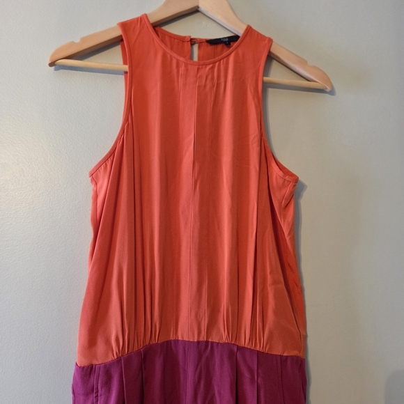 Tibi Silk Crew Neck Colorblock Two Tones Feminine Women's Jumpsuit Size 2 - Picture 13 of 16